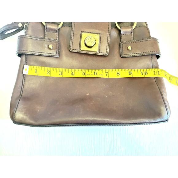 Banana Republic Smooth Chocolate Brown Leather Satchel Purse Bag - Picture 9 of 11
